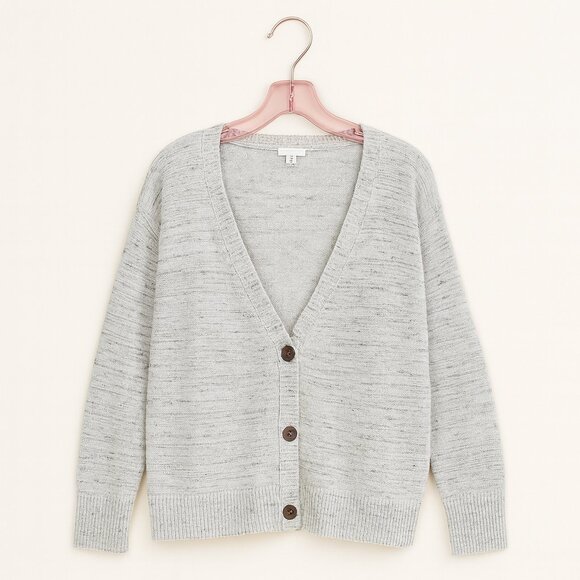 JOIE | Heathered Cream Buttonup Cardigan Sweater - Large - Picture 2 of 8